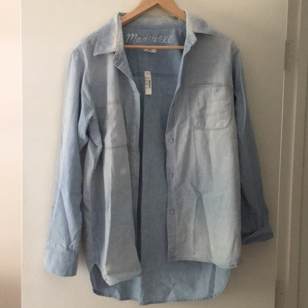 Madewell distressed chambray top